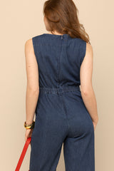 Denim Boatneck Jumpsuit