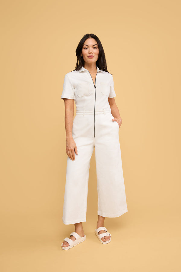 Quincy Jumpsuit in White Denim