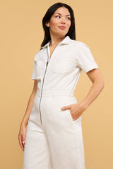 Quincy Jumpsuit in White Denim