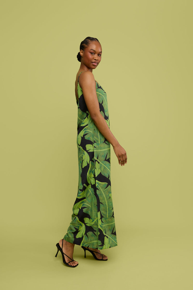 Lani Linen Jumpsuit in Selva