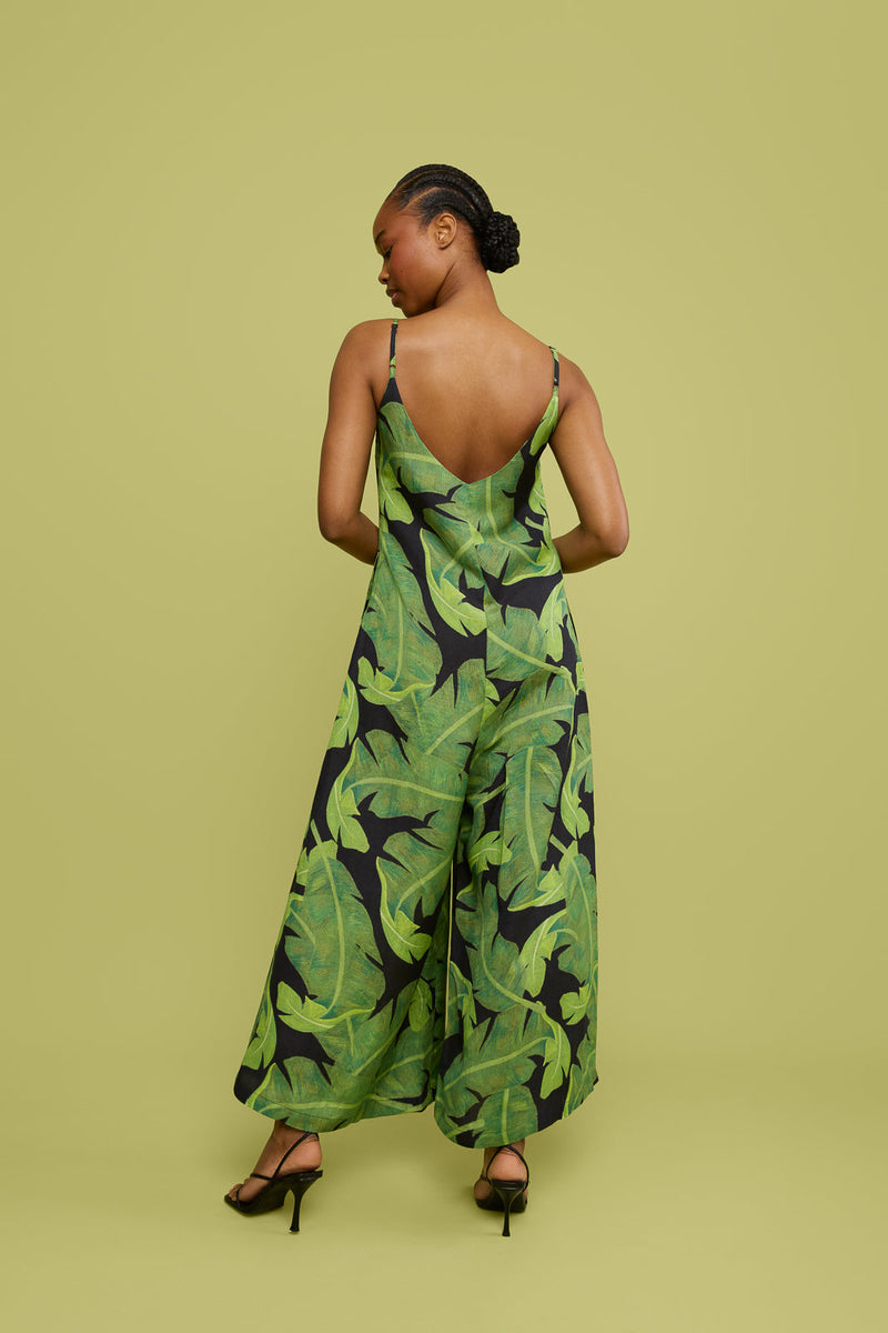 Lani Linen Jumpsuit in Selva