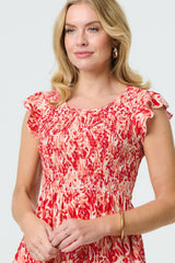 Floral Ruffled Cap Sleeve Midi Dress