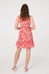 Printed Sleeveless Short Shirt Dress