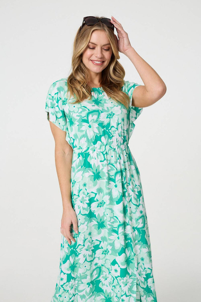Floral Short Sleeve Maxi Dress