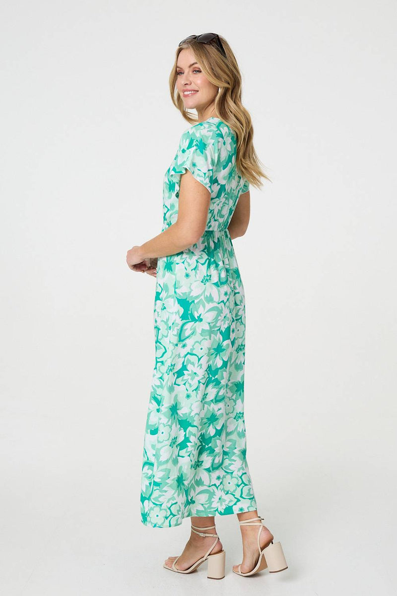 Floral Short Sleeve Maxi Dress