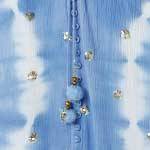 Tie Dye Print Shirred Tie Waist Midi Dress