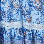 Floral Cap Sleeve Lace Trim Midi Dress