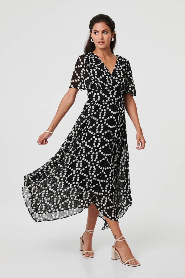 Polka Dot Hanky Hem Midi Dress