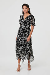 Polka Dot Hanky Hem Midi Dress