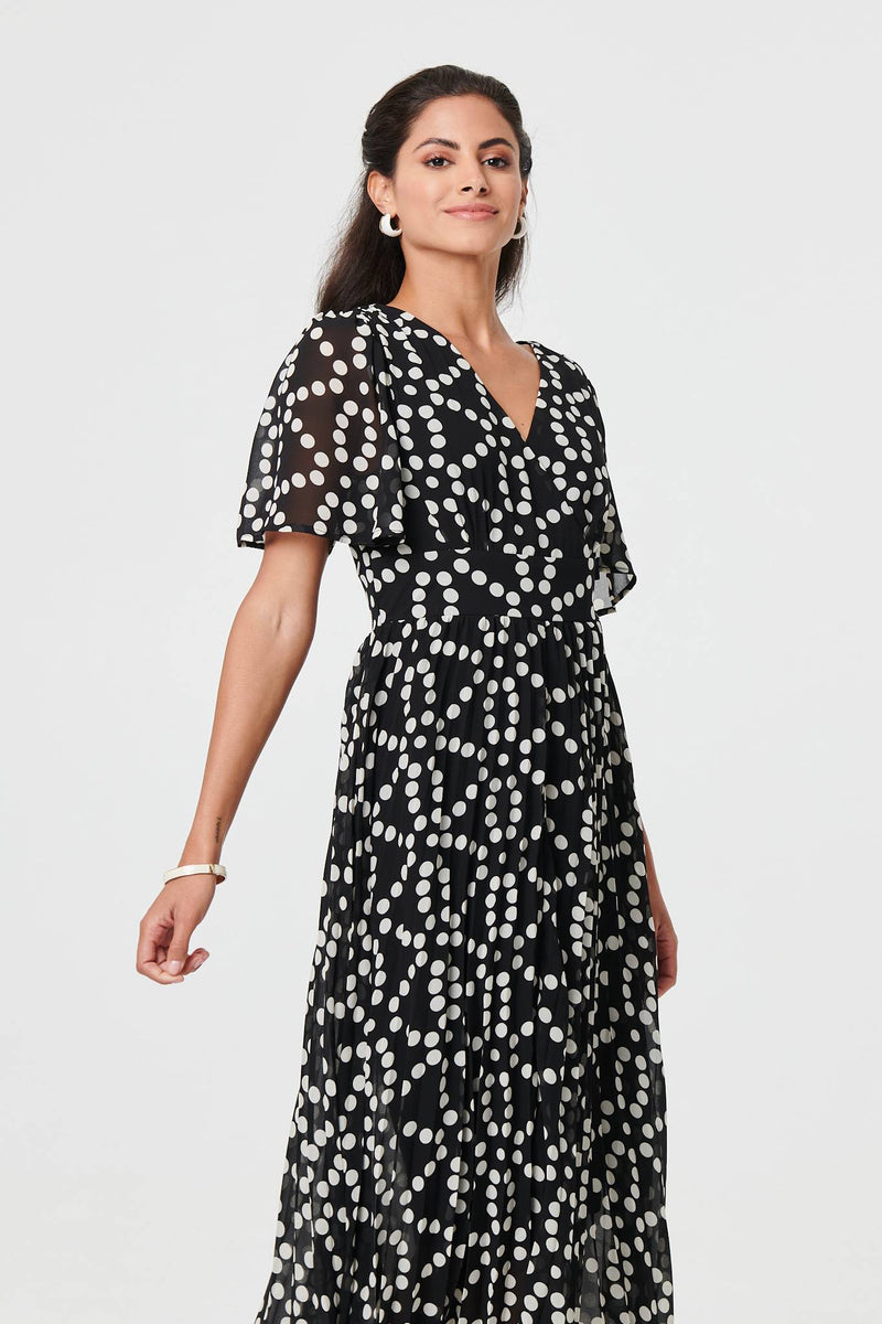 Polka Dot Hanky Hem Midi Dress