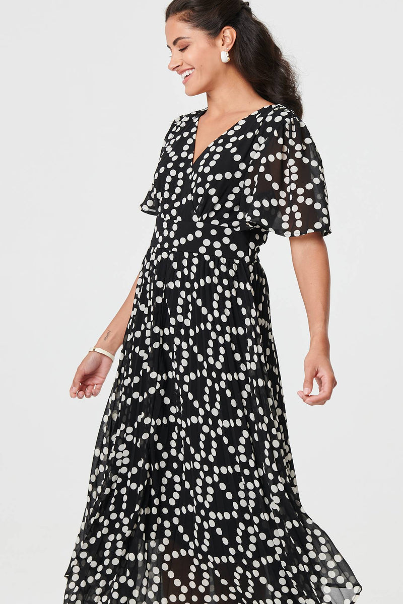Polka Dot Hanky Hem Midi Dress