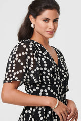 Polka Dot Hanky Hem Midi Dress