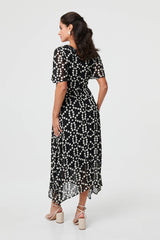Polka Dot Hanky Hem Midi Dress