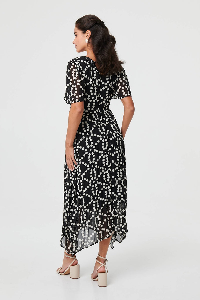 Polka Dot Hanky Hem Midi Dress