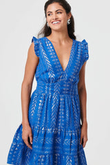 Metallic Cap Sleeve Short Skater Dress