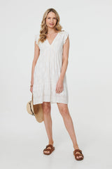 Metallic Striped Texture Short Dress