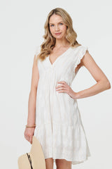 Metallic Striped Texture Short Dress