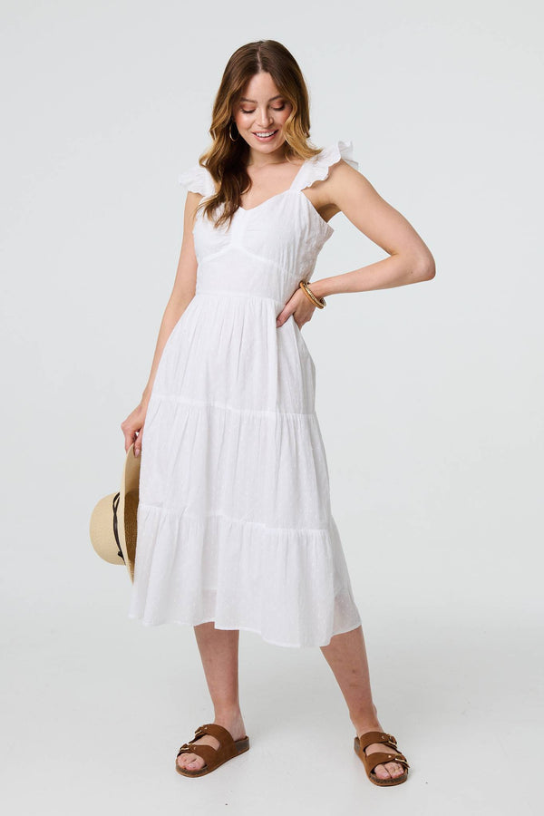 Broderie Anglaise Frill Strap Maxi Dress