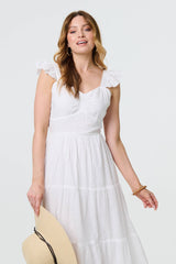 Broderie Anglaise Frill Strap Maxi Dress