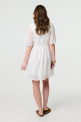 Lace Texture Sheer 1/2 Sleeve Mini Dress