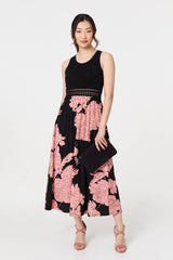 Floral Lace Trim Sleeveless Maxi Dress