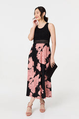 Floral Lace Trim Sleeveless Maxi Dress