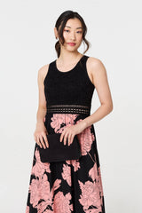 Floral Lace Trim Sleeveless Maxi Dress