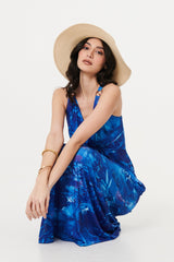 Tropical Print Strap Empire Maxi Dress