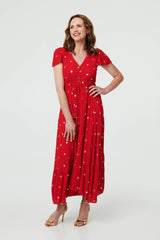 Sparkly Cap Sleeve Tassel Tie Maxi Dress