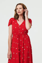 Sparkly Cap Sleeve Tassel Tie Maxi Dress