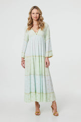 Embellished Tiered Empire Maxi Dress