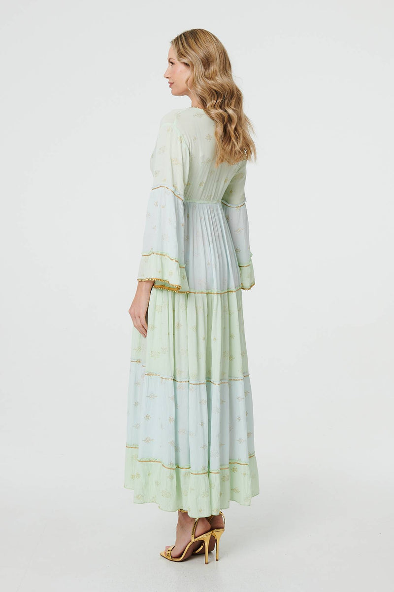 Embellished Tiered Empire Maxi Dress