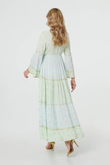 Embellished Tiered Empire Maxi Dress