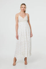 Textured Cami Strap Empire Maxi Dress