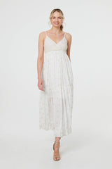 Textured Cami Strap Empire Maxi Dress