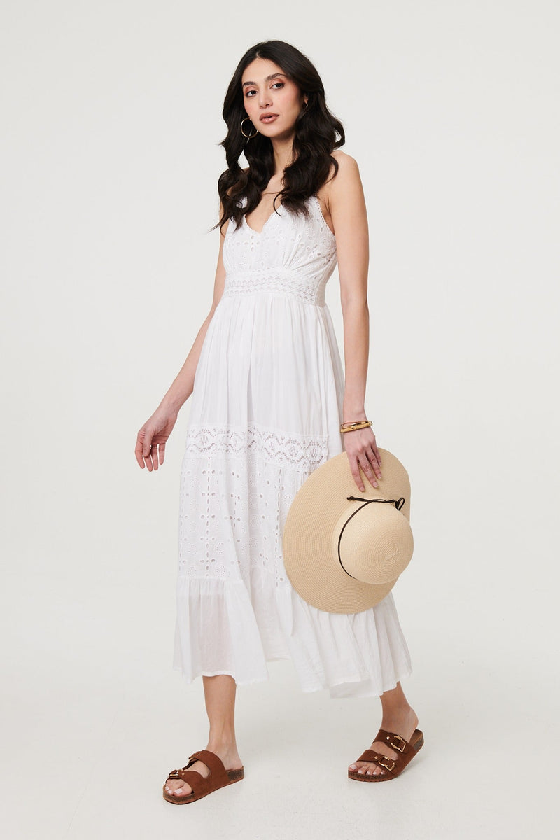 Broderie Anglaise Cami Strap Maxi Dress