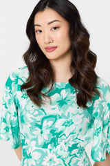 Floral Flared Sleeve A-Line Midi Dress