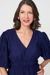 Printed 1/2 Sleeve Empire Maxi Dress