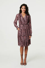 Animal Print Semi Sheer Short Wrap Dress