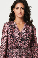 Animal Print Semi Sheer Short Wrap Dress