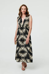 Geo Print Sleeveless Maxi Dress