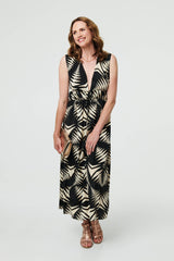 Geo Print Sleeveless Maxi Dress