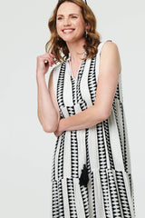 Geo Print Sleeveless Tiered Maxi Dress