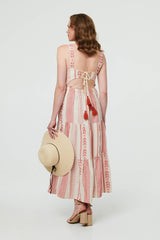 Printed Sleeveless Tiered Midi Dress