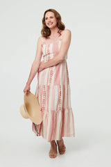 Printed Sleeveless Tiered Midi Dress