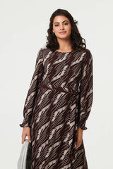 Printed Tie Waist Semi Sheer Maxi Dress