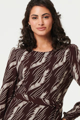 Printed Tie Waist Semi Sheer Maxi Dress