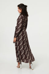 Printed Tie Waist Semi Sheer Maxi Dress