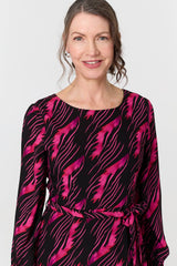 Printed Tie Waist Semi Sheer Maxi Dress