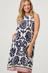 Printed Sleeveless Midi Shift Dress